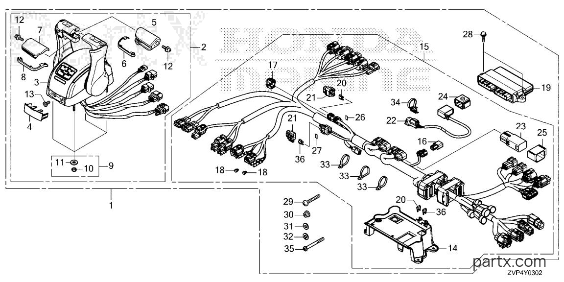 Honda BF350A XCDA - REMOTE CONTROL (TOP MOUNT DUAL TYPE) (MAIN)