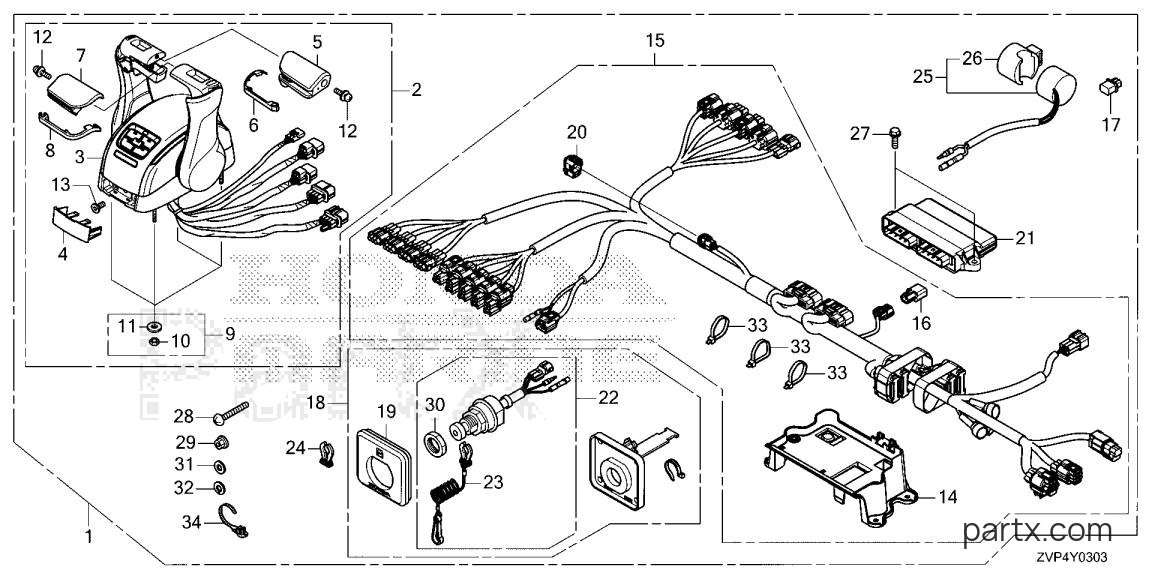 Honda BF350A UDA - REMOTE CONTROL (TOP MOUNT DUAL TYPE) (SECOND)