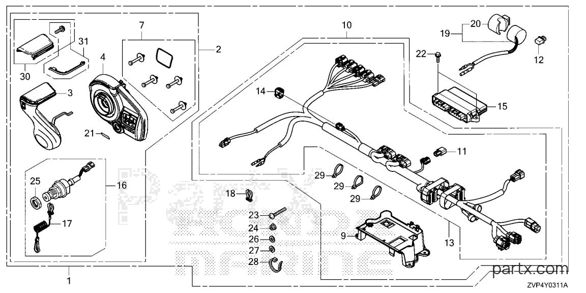 Honda BF350A XCDA - REMOTE CONTROL (FLUSH MOUNT TYPE) (SECOND