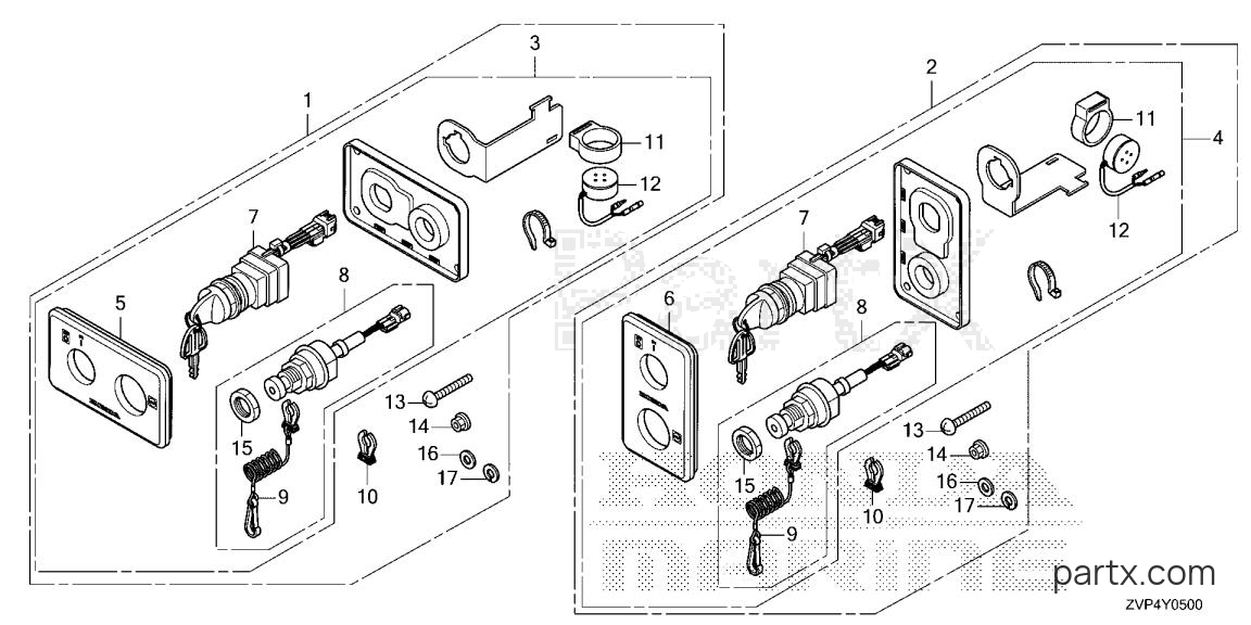 Honda BF350A XDA - SWITCH PANEL KIT (DBW)