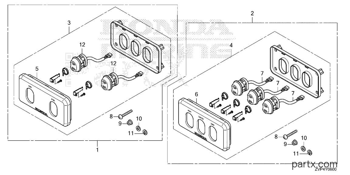 Honda BF350A XCDA - SWITCH PANEL KIT (POWER TILT)