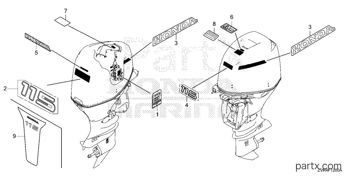 Honda BF115J XRA - LABELS