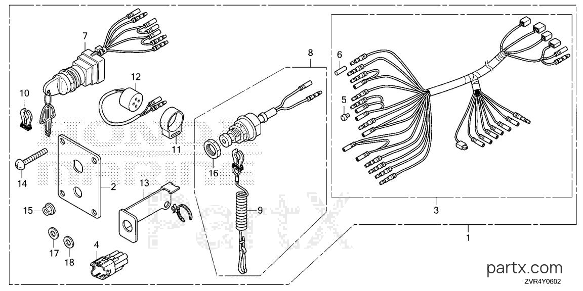 Honda BF115J LRA - SWITCH PANEL KIT (3) (MECH)