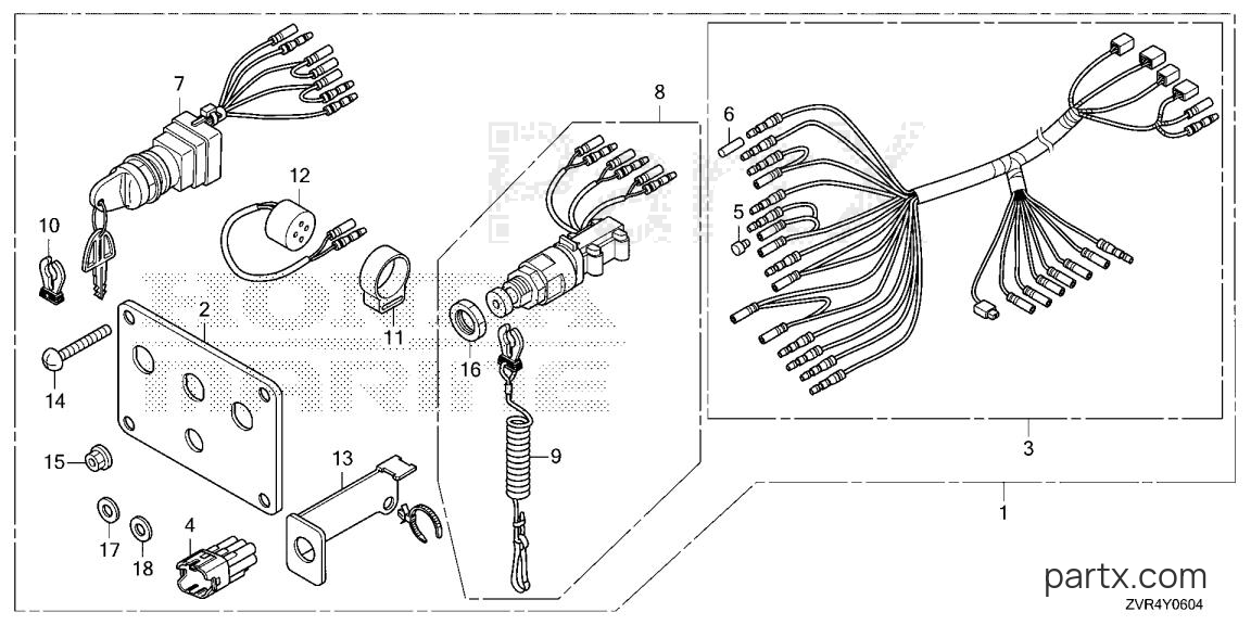 Honda BF115JK1 LRA - SWITCH PANEL KIT (5) (MECH)