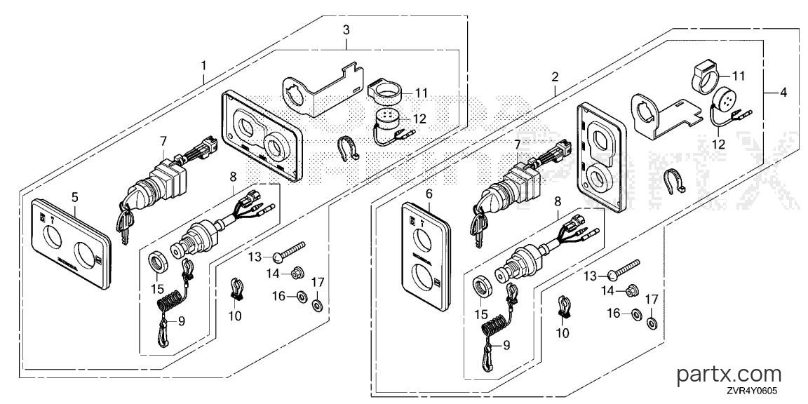 Honda BF115JK1 XDA - SWITCH PANEL KIT (6) (DBW)