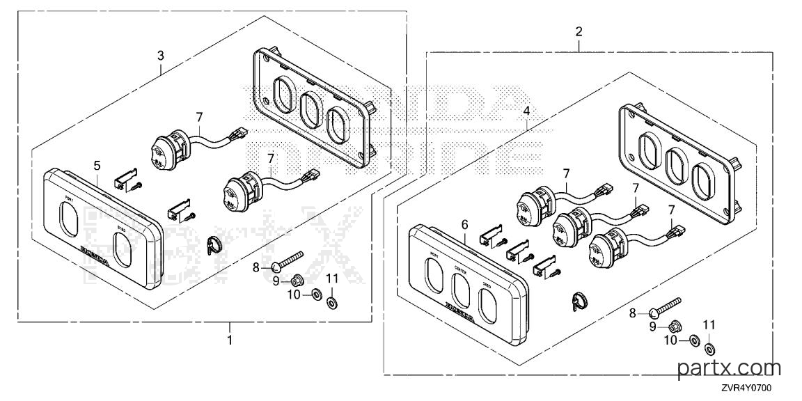 Honda BF115JK1 XDA - SWITCH PANEL KIT (POWER TILT)