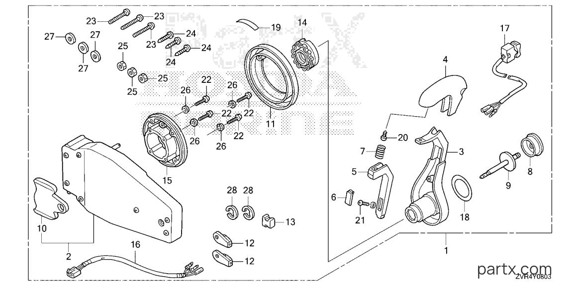 Honda BF115J LRA - REMOTE CONTROL (FLUSH MOUNT TYPE) (L.)