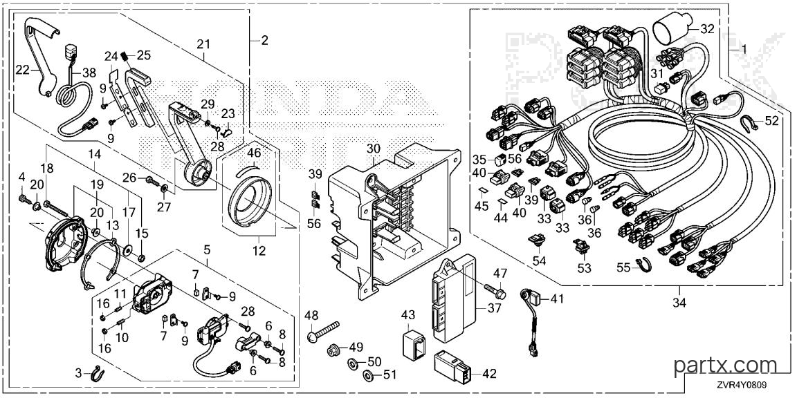Honda BF115J XDA - REMOTE CONTROL (FLUSH MOUNT TYPE) (MAIN) (DBW)