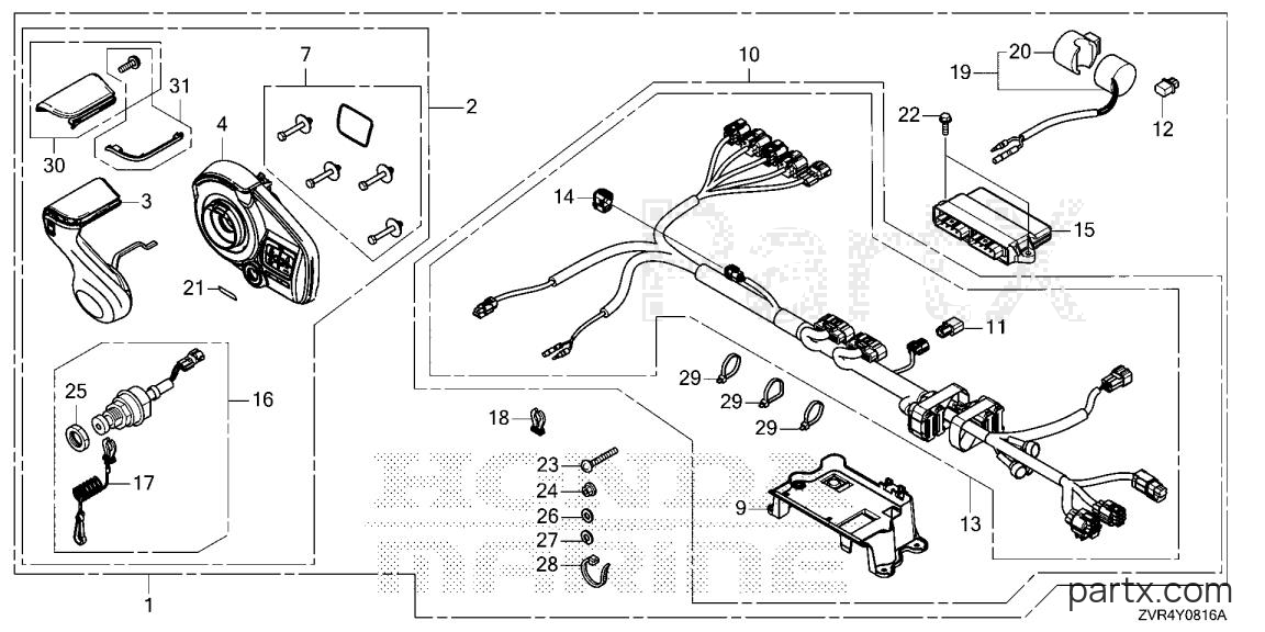 Honda BF115JK1 XDA - REMOTE CONTROL (FLUSH MOUNT TYPE) (SECOND)