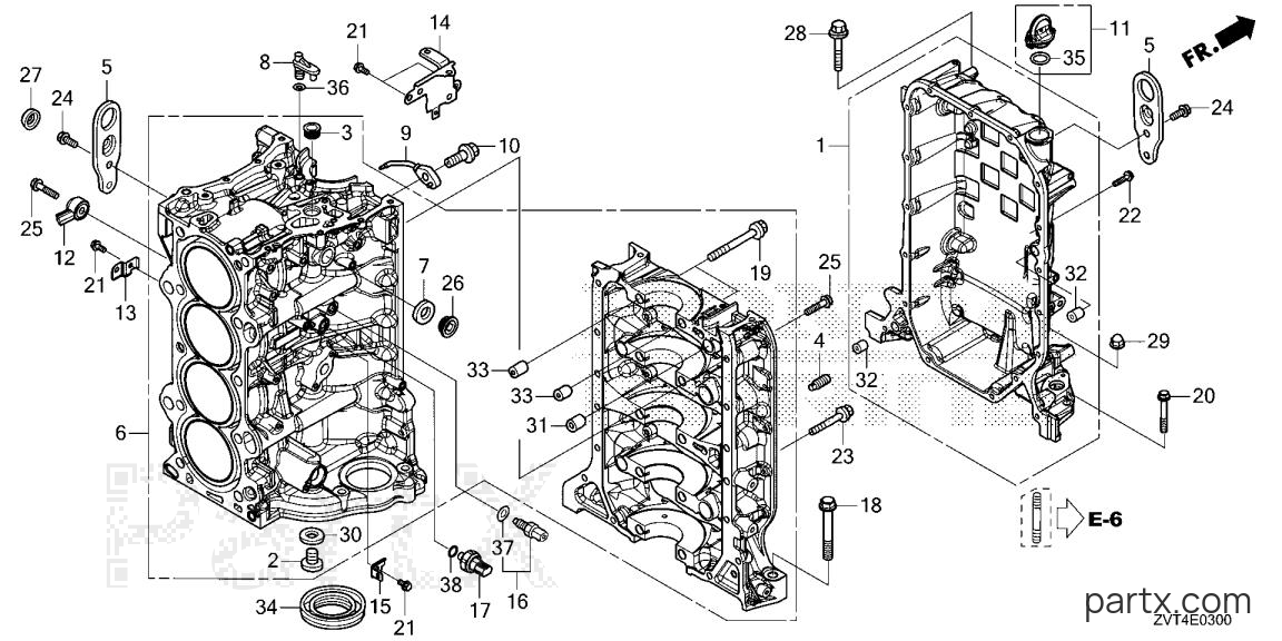 Honda BF150DK1 XCRA - CYLINDER BLOCK