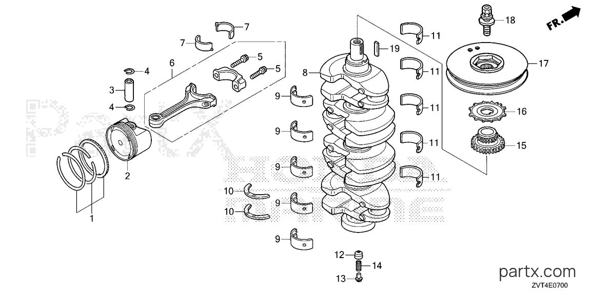 Honda BF150DK1 JRA - CRANKSHAFT - PISTON
