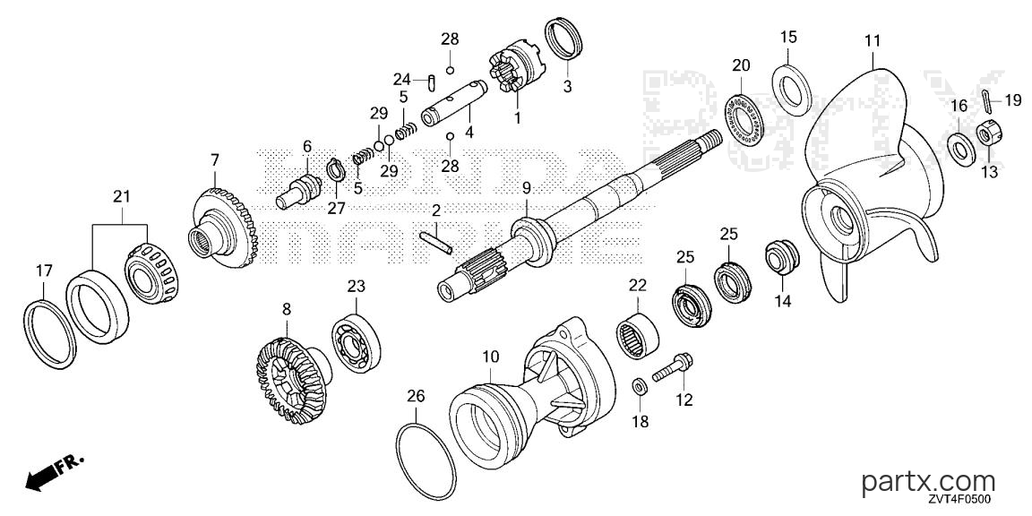 Honda BF140A XDA - PROPELLER SHAFT - PROPELLER
