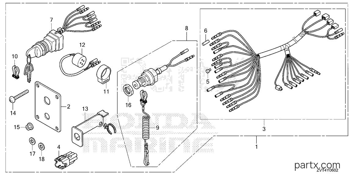 Honda BF150DK1 LRA - SWITCH PANEL KIT (3) (MECH)