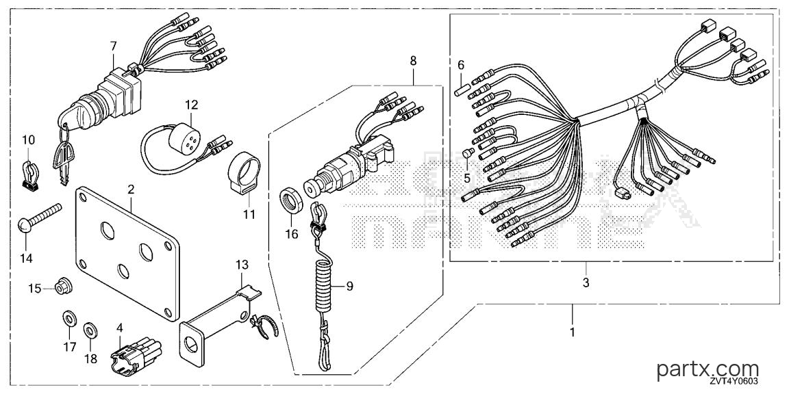 Honda BF140A XRA - SWITCH PANEL KIT (4) (MECH)