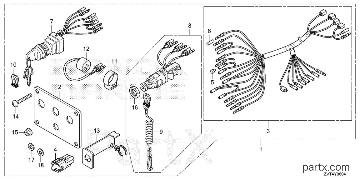 Honda BF140A LRA - SWITCH PANEL KIT (5) (MECH)