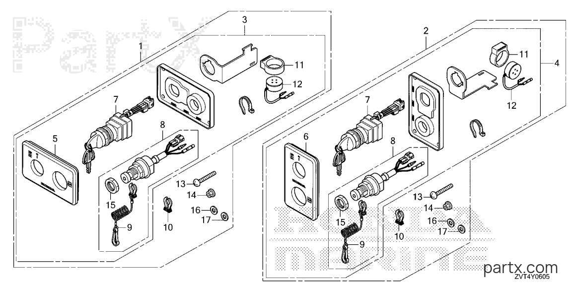 Honda BF140A LDA - SWITCH PANEL KIT (6) (DBW)