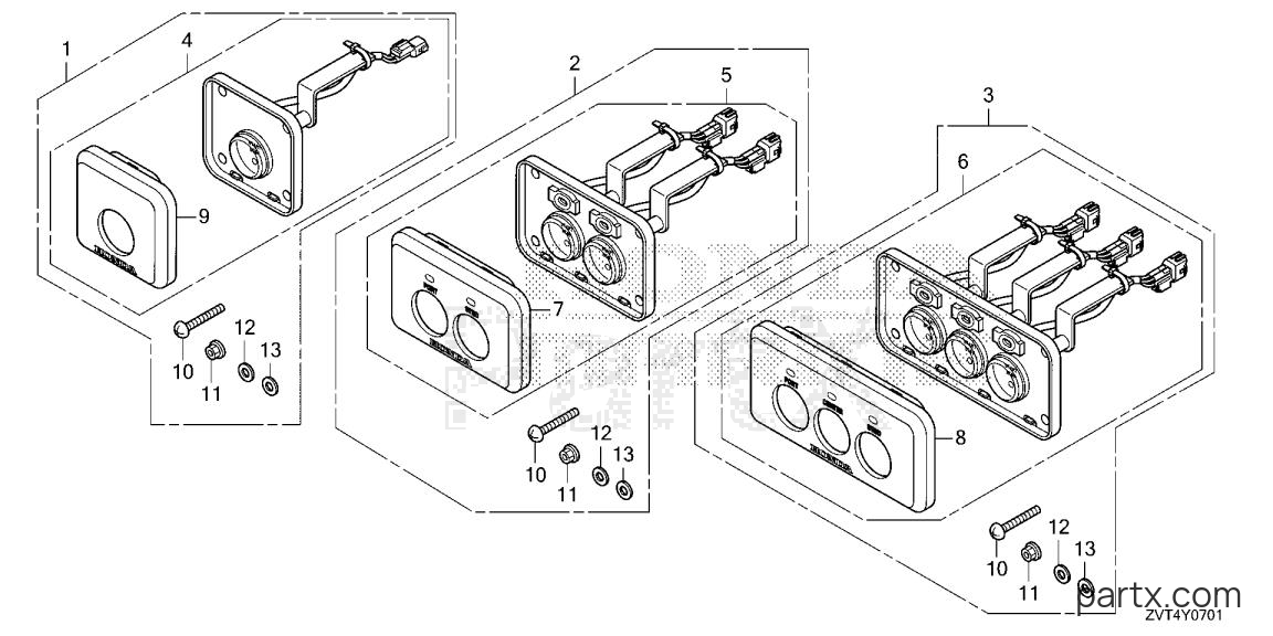 Honda BF150DK1 XCDA - SWITCH PANEL KIT (START STOP)