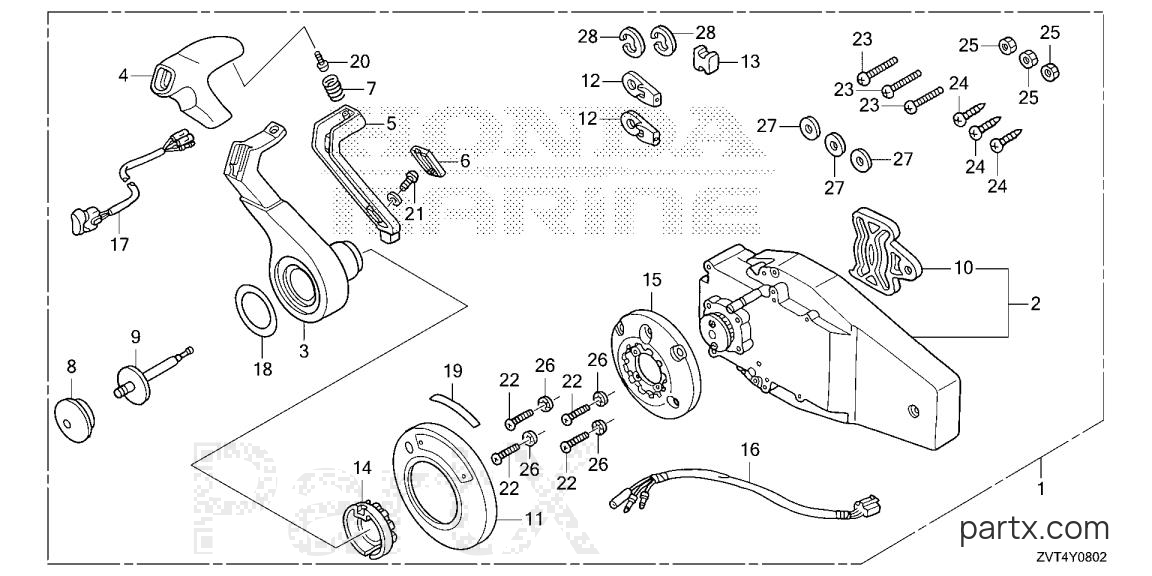 Honda BF140A LRA - REMOTE CONTROL (FLUSH MOUNT TYPE) (R.)