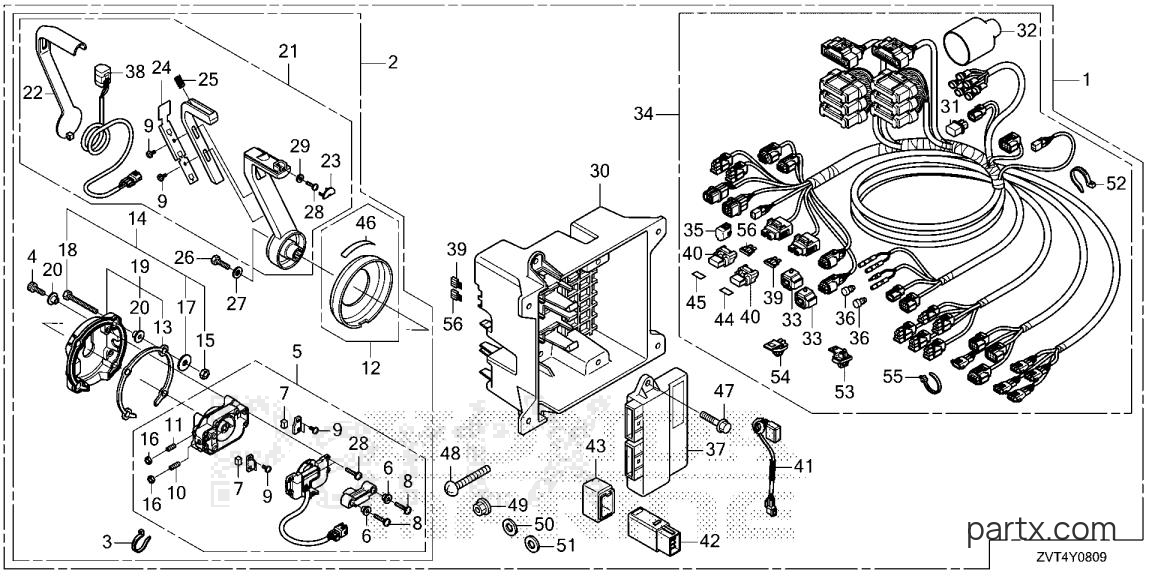 Honda BF140A XDA - REMOTE CONTROL (FLUSH MOUNT TYPE) (MAIN) (DBW)