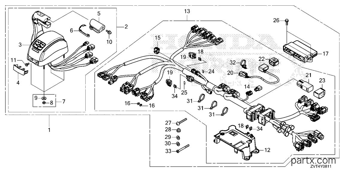 Honda BF150DK1 XCDA - REMOTE CONTROL (TOP MOUNT SINGLE TYPE) (MAIN)