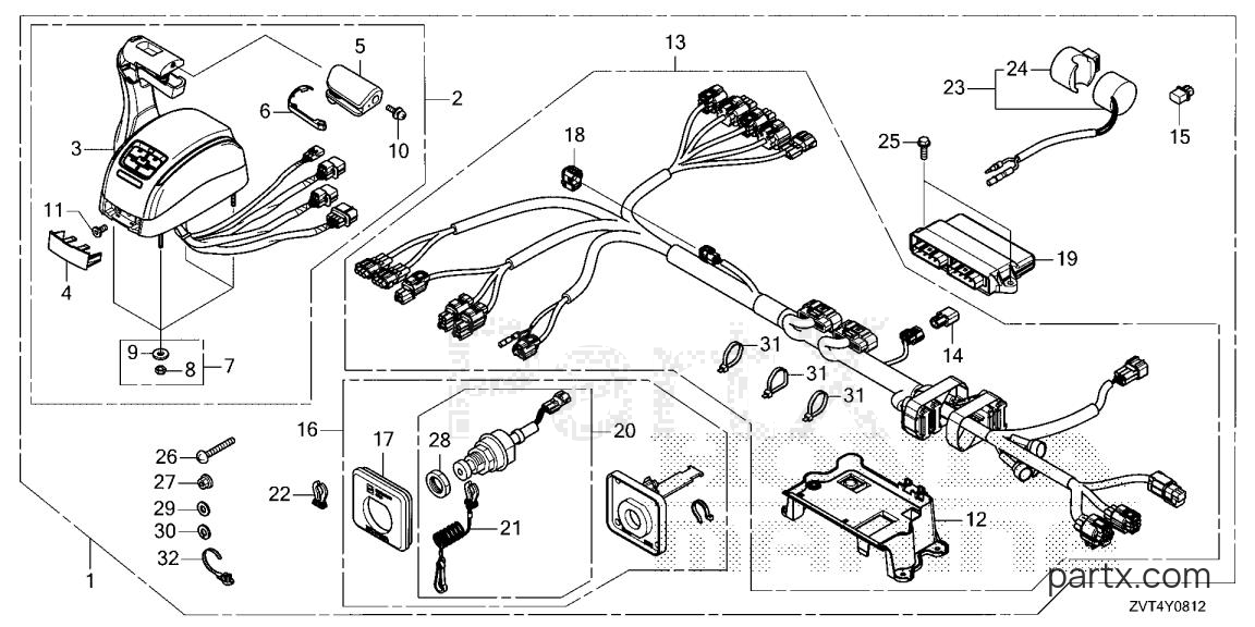 Honda BF140AK1 LDA - REMOTE CONTROL (TOP MOUNT SINGLE TYPE) (SECOND)