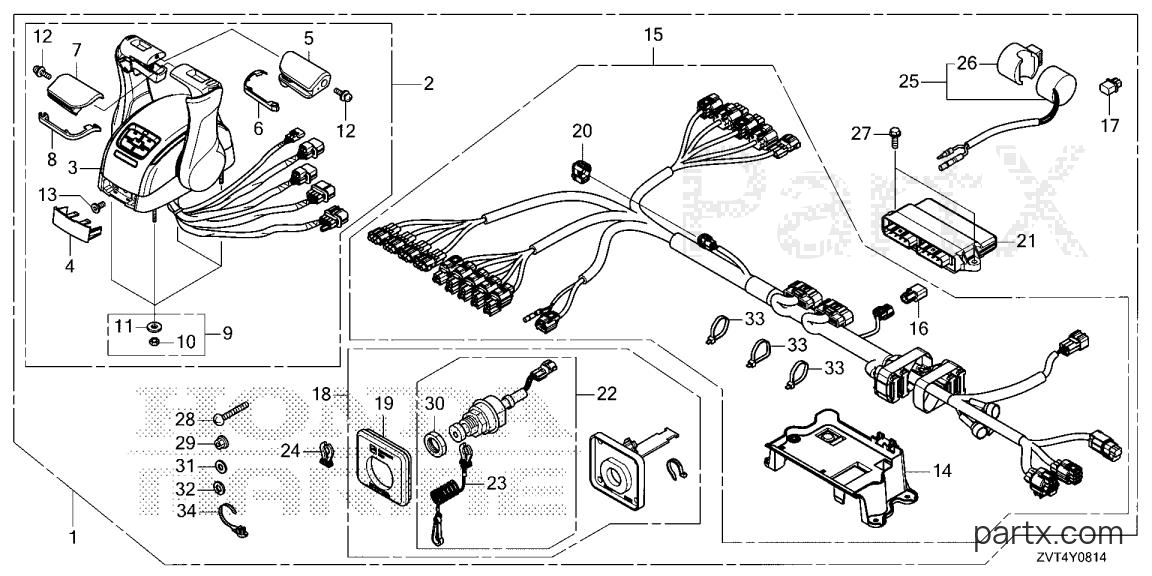 Honda BF150DK1 XDA - REMOTE CONTROL (TOP MOUNT DUAL TYPE) (SECOND)