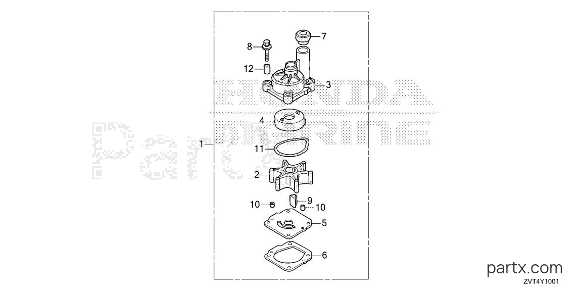 Honda BF140A LDA - WATER PUMP IMPELLER KIT (2)