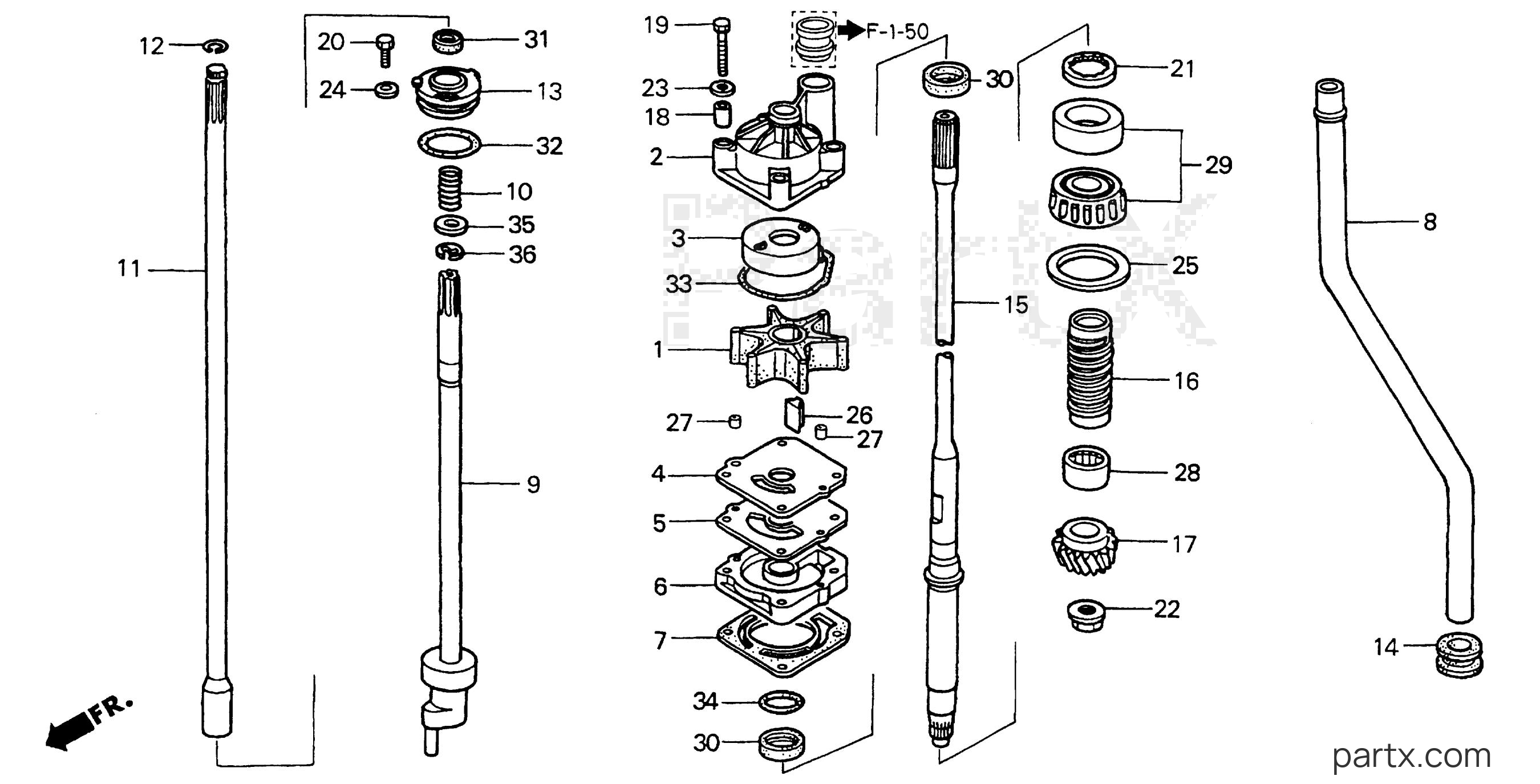 Honda BF75AY LHTA - WATER PUMP - VERTICAL SHAFT (2)