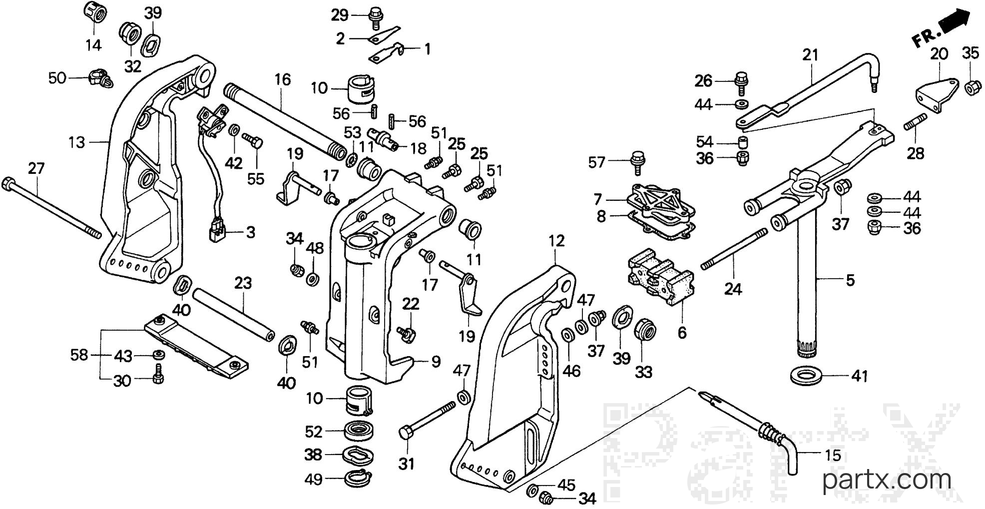 Honda BF90AX JRTA - SWIVEL CASE - STERN BRACKET
