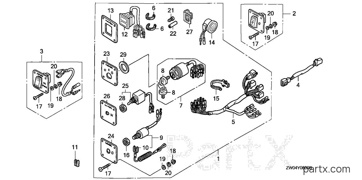 Honda BF75AX LRTA - CONTROL PANEL - LIGHTSWITCH KIT