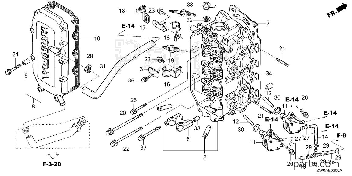 Honda BF90A6 JHTA - CYLINDER HEAD