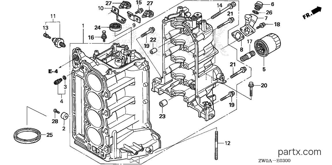 Honda BF90A6 LRTA - CYLINDER BLOCK