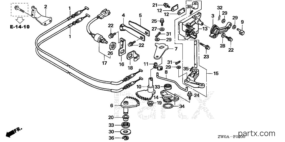 Honda BF90A5 LRTA - SHIFT SHAFT