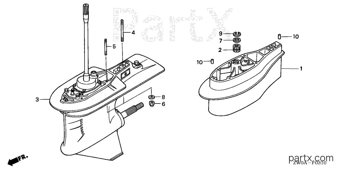Honda BF90A5 LRTA - GEAR CASE ASSY.