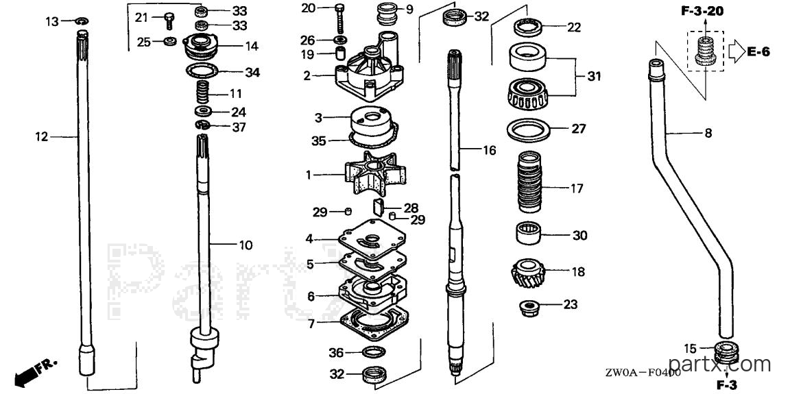 Honda BF90A5 XRTA - WATER PUMP - VERTICAL SHAFT