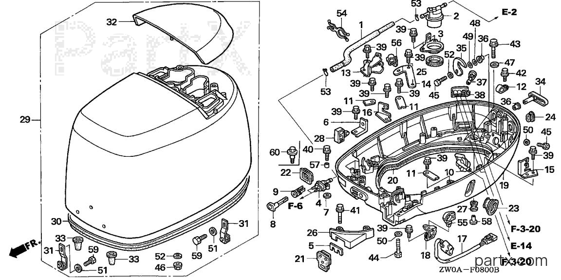 Honda BF75A6 LRTA - ENGINE COVER - LOWER CASE