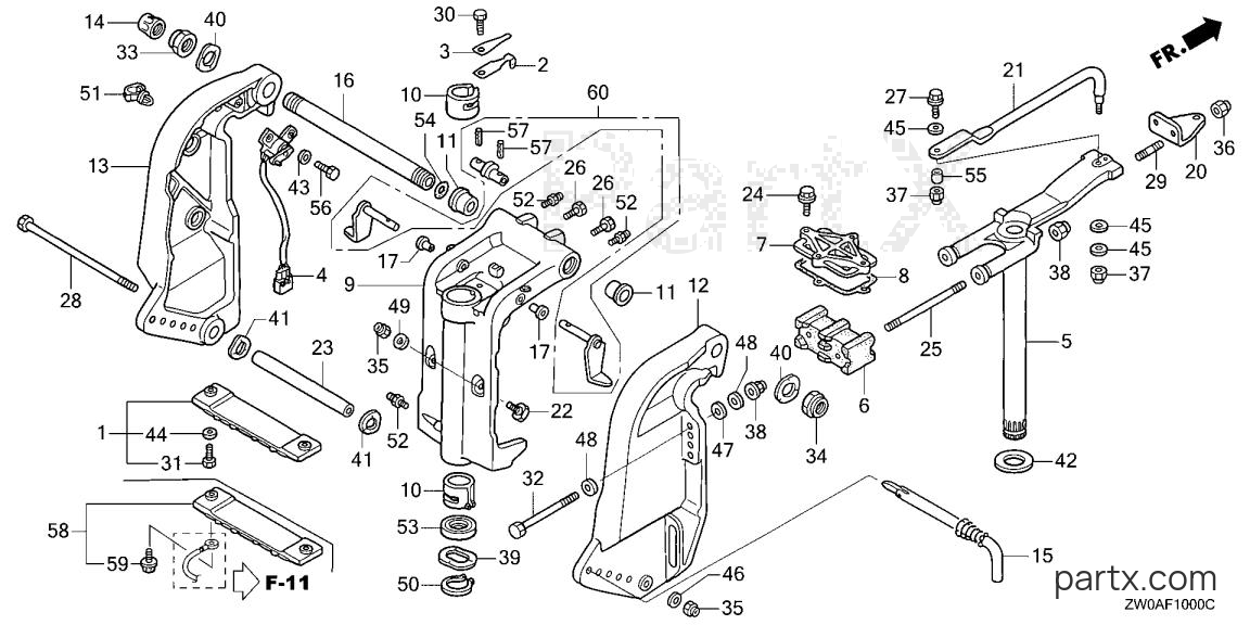 Honda BF75A5 LRTA - STERN BRACKET - SWIVEL CASE