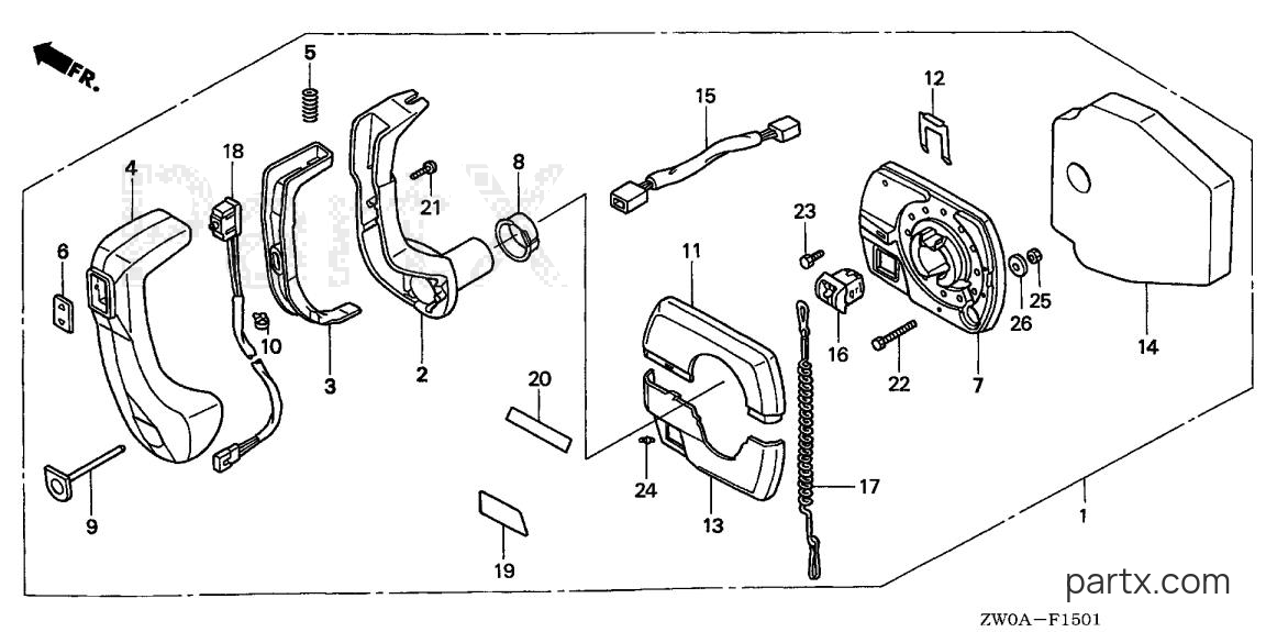 Honda BF90A5 XRTA - REMOTE CONTROL (PANEL MOUNT)