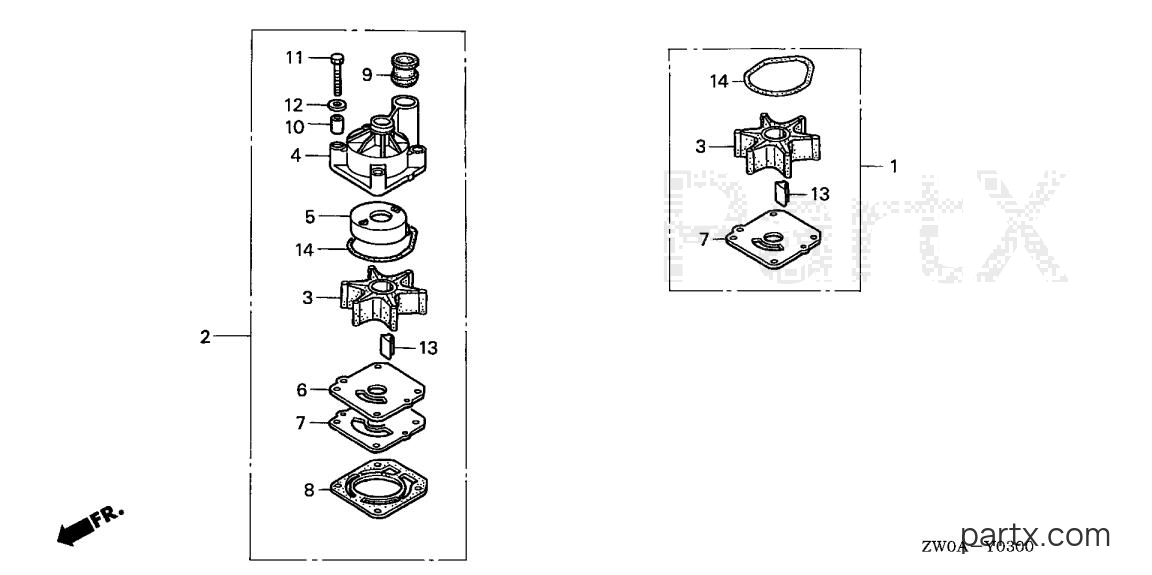 Honda BF90A5 JRTA - IMPELLER PUMP KIT