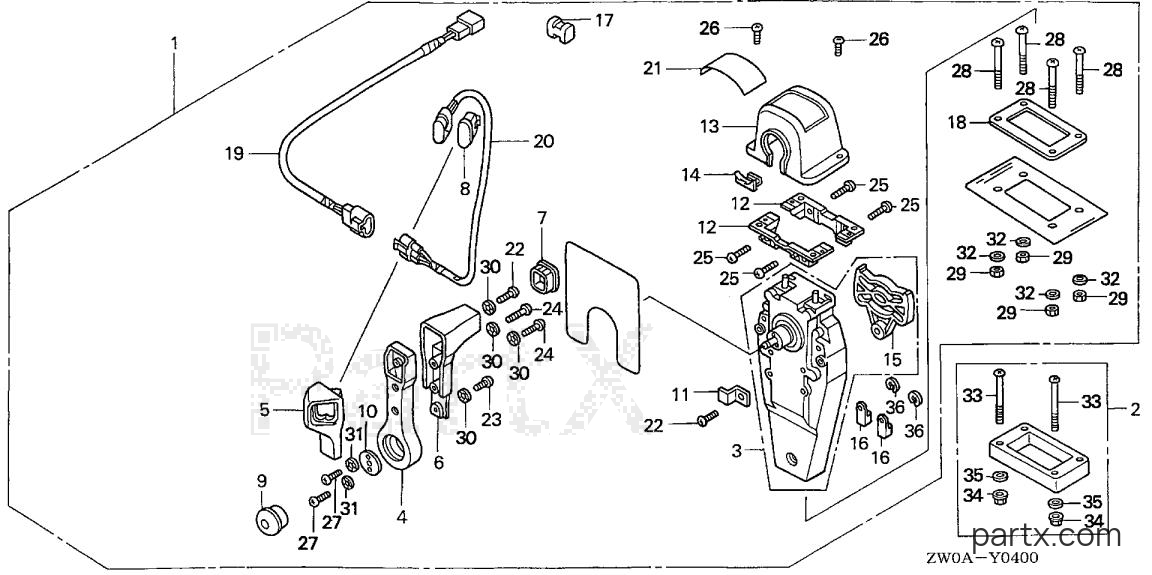 Honda BF75A6 XRTA - REMOTE CONTROL (TOP MOUNT SINGLE TYPE) (RIGHT)