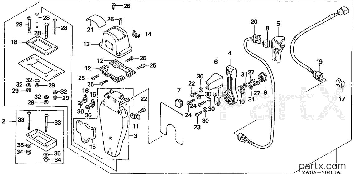 Honda BF90A6 LRTA - REMOTE CONTROL (TOP MOUNT SINGLE TYPE) (LEFT)