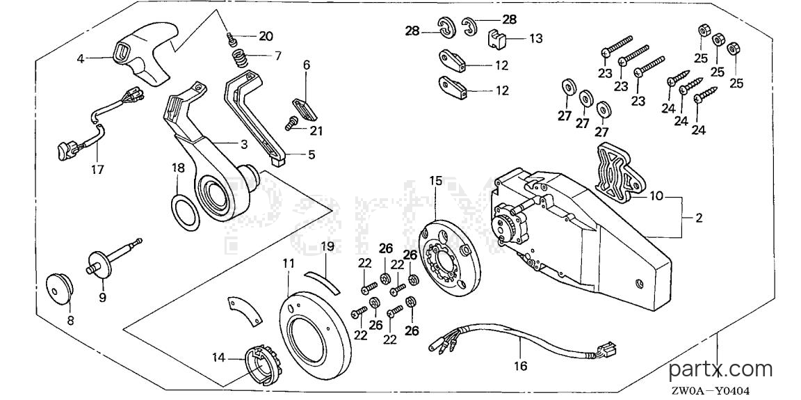 Honda BF90A6 JRTA - REMOTE CONTROL (FLUSH MOUNT TYPE) (RIGHT)