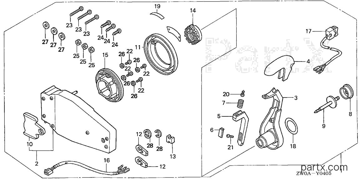 Honda BF90A6 LRTA - REMOTE CONTROL (FLUSH MOUNT TYPE) (LEFT)