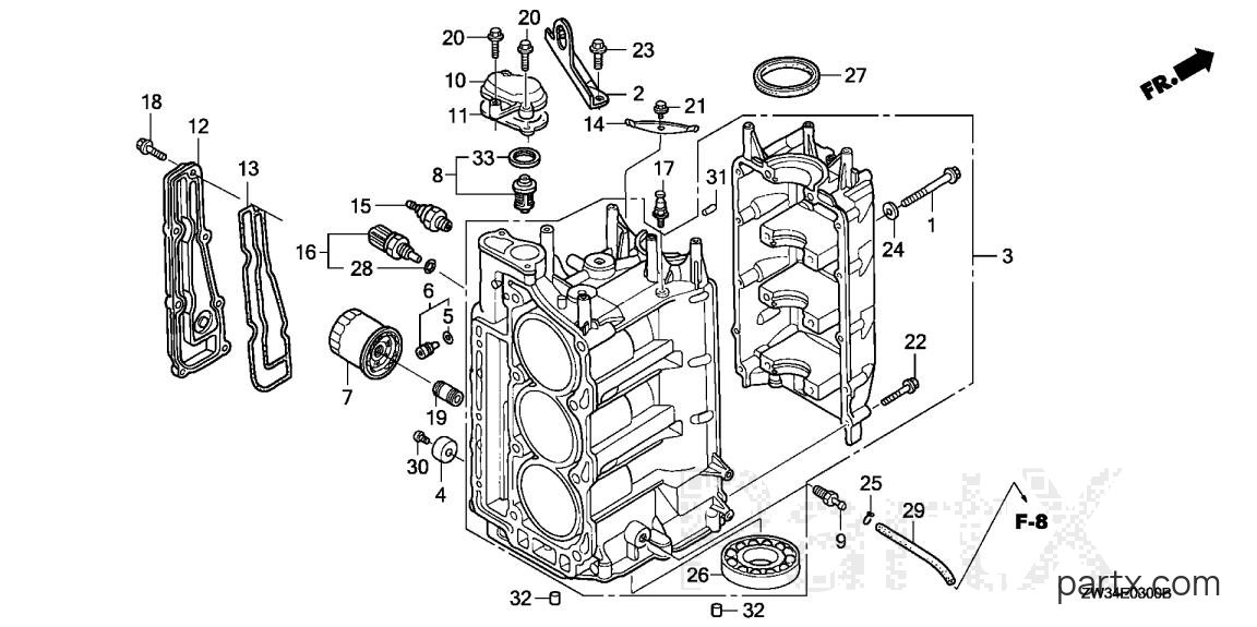 Honda BF50A4 XRTA - CYLINDER BLOCK