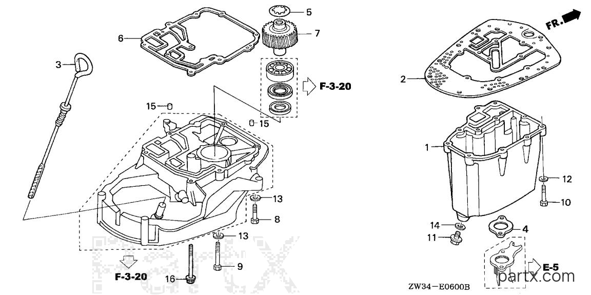 Honda BF50AK0 XRTA - OIL PAN
