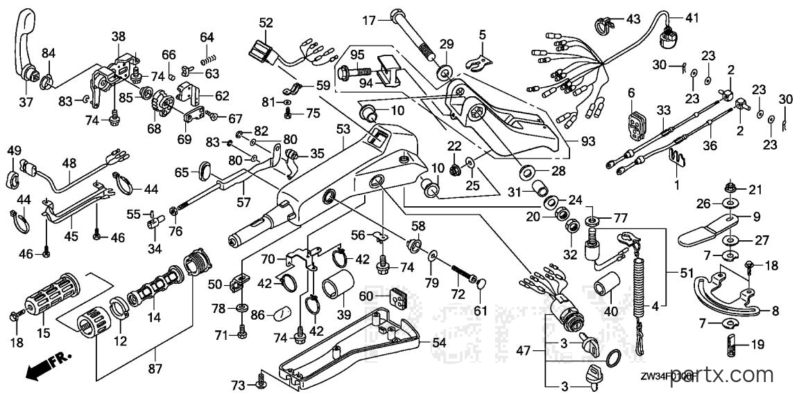 Honda BF50A6 LHTA - HANDLEBAR