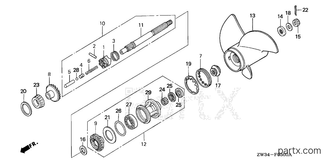 Honda BF50A6 LHTA - PROPELLER - PROPELLER SHAFT