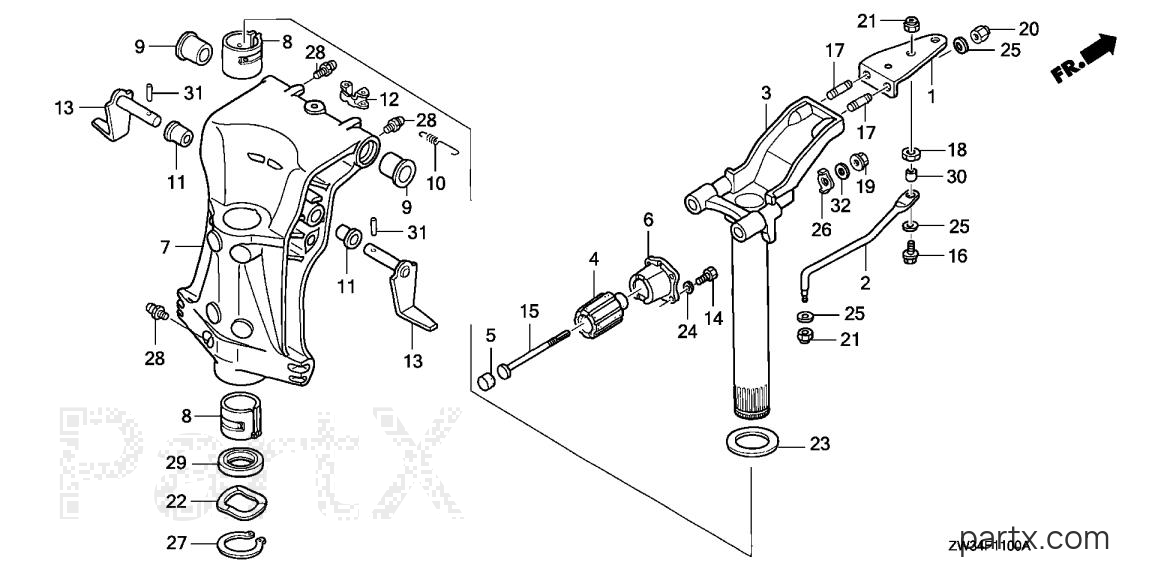 Honda BF50A5 LHTA - SWIVEL CASE