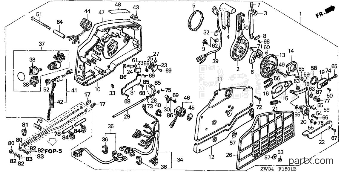Honda BF50A5 XRTA - REMOTE CONTROL (HI-LEX) (HANDLE CAP = GRAY) (2)
