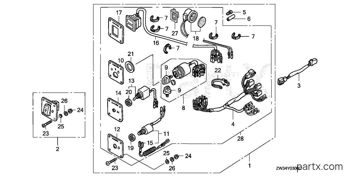 Honda BF50A4 SRJA - CONTROL PANEL - LIGHT SWITCH KIT